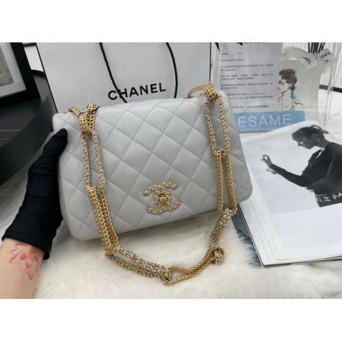 Chanel Flap Lambskin Shoulder Bag AS2976 light gray