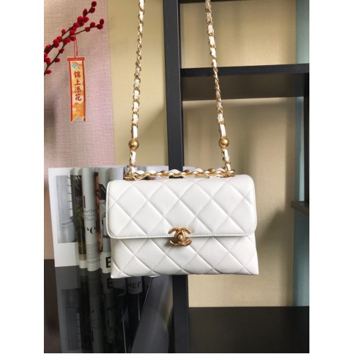 Chanel Flap Lambskin Shoulder Bag AS3011 white