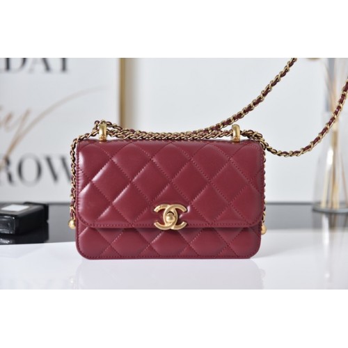 Chanel Flap Lambskin mini Shoulder Bag AS2615 red