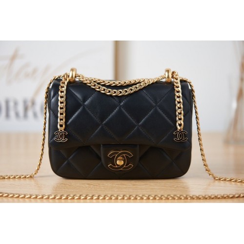 Chanel Flap Lambskin mini Shoulder Bag AS3113 black