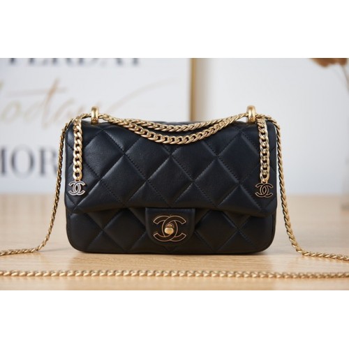 Chanel Flap Lambskin small Shoulder Bag AS3114 black
