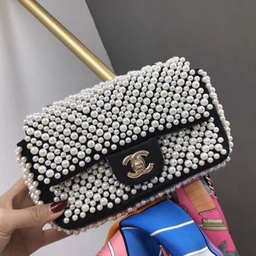 Chanel Flap Pearl Bag A1116 Black