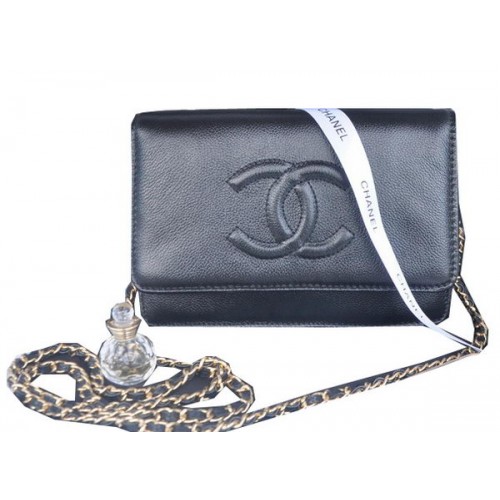 Chanel Flap Shoulder Bag Black Calfskin Leather CHA33817 Gold