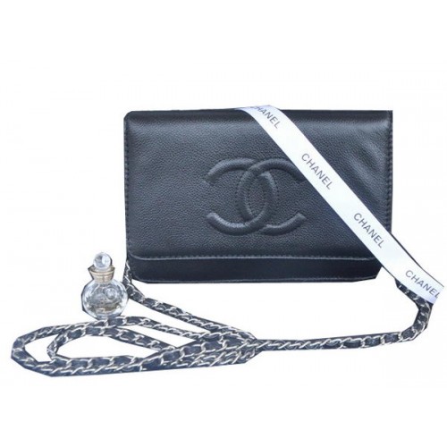 Chanel Flap Shoulder Bag Black Calfskin Leather CHA33817 Silver