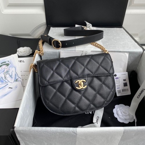Chanel Flap Shoulder Bag Original Sheepskin leather AS2484 AS2485  Black