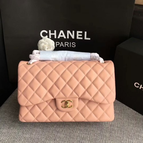 Chanel Flap Shoulder Bags Light Pink Original Lambskin Leather CF1113 Glod