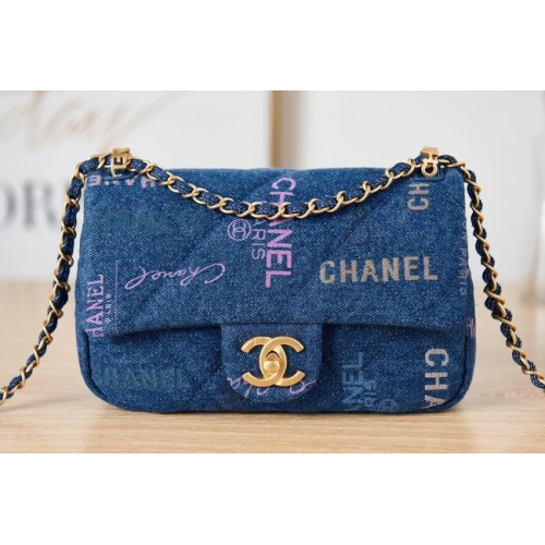 Chanel Flap denim Shoulder Bag AS3134 blue