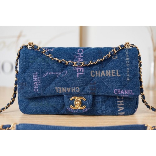 Chanel Flap denim Shoulder Bag AS3135 blue