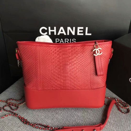 Chanel Gabrielle Shoulder Bag Original Python Leather A93842 Red