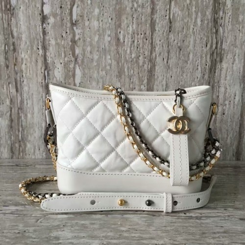 Chanel Gabrielly Calf Leather Shoulder Bag 93823 White