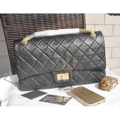 Chanel Glazed Crackled Leather Classic Flap Bag A30227 Black