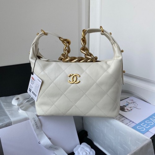 Chanel Sheepskin AS2910 Gold-Tone Metal white