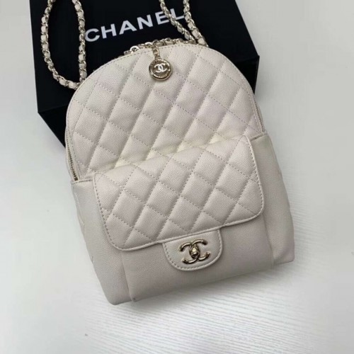 Chanel Grained Calfskin Gold-Tone Metal backpack AS0004 creamy-white