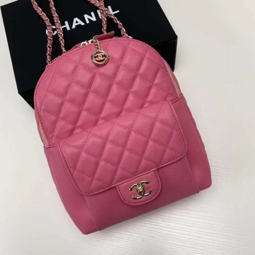 Chanel Grained Calfskin Gold-Tone Metal backpack AS0004 rose