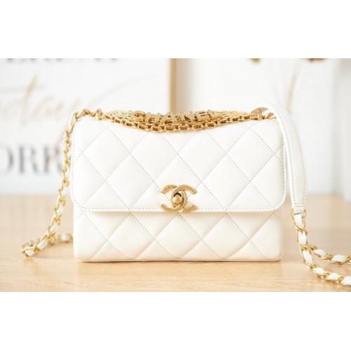 Chanel lambskin Shoulder Bag AS3240 white