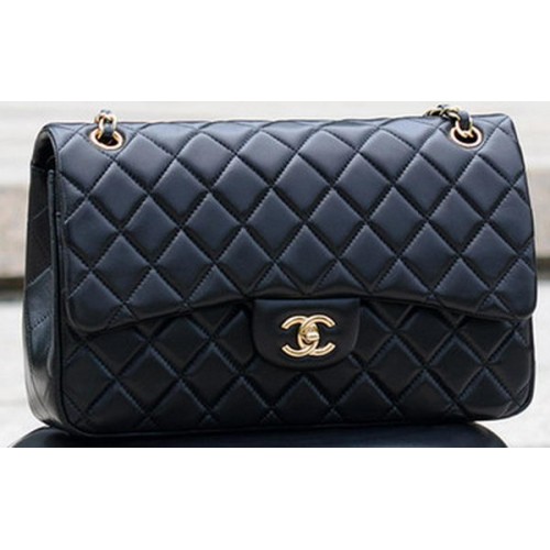 Chanel Jumbo Classic Black Sheepskin Flap Bag A58600 Gold
