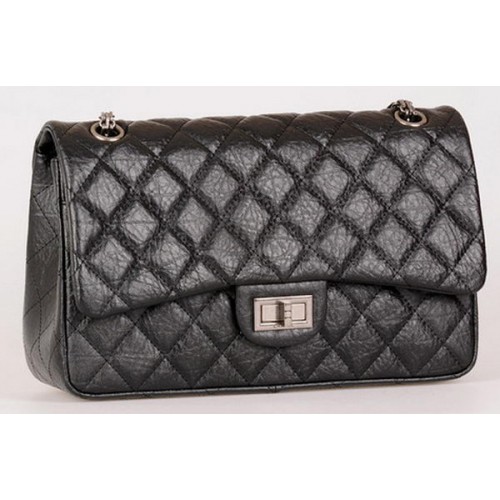 Chanel Jumbo Classic Flap Bag Black Calfskin Leather A28668 Silver