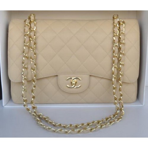 Chanel Jumbo Double Flaps Bag Apricot Cannage Pattern A36097 Gold