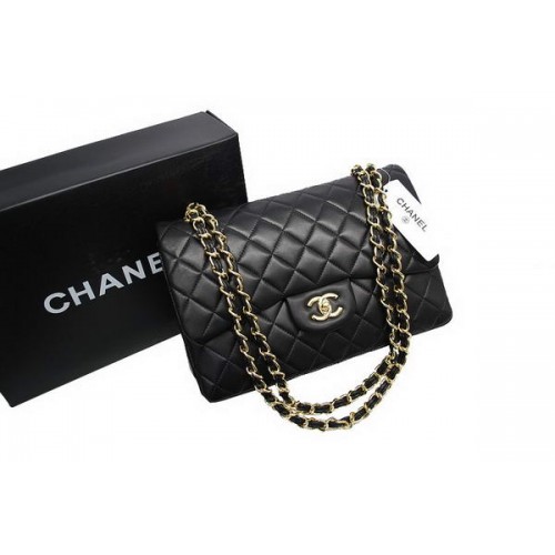 Chanel Jumbo Double Flaps Bag Black Original Lambskin Leather A36097 Gold