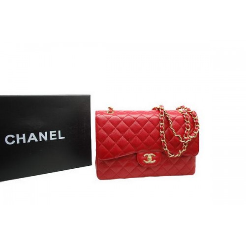 Chanel Jumbo Double Flaps Bag Red Original Caviar Leather A36097 Gold