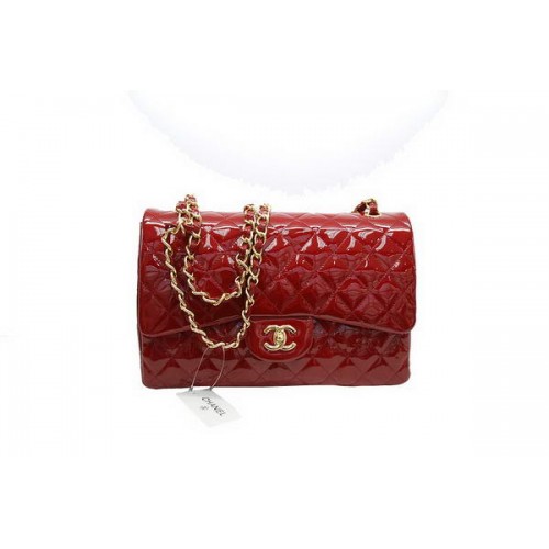 Hot Style Chanel Jumbo Double Flaps Bag Red Original Patent Leather A36097 gold