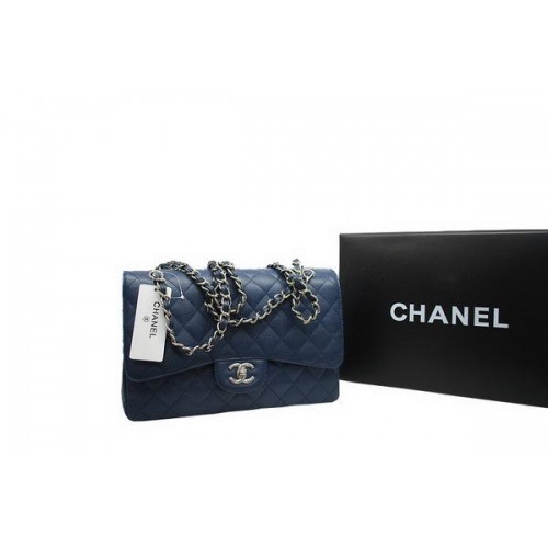 Newest 2012 Chanel Jumbo Double Flaps Bag Royalblue Original Caviar Leather A36097 Silver