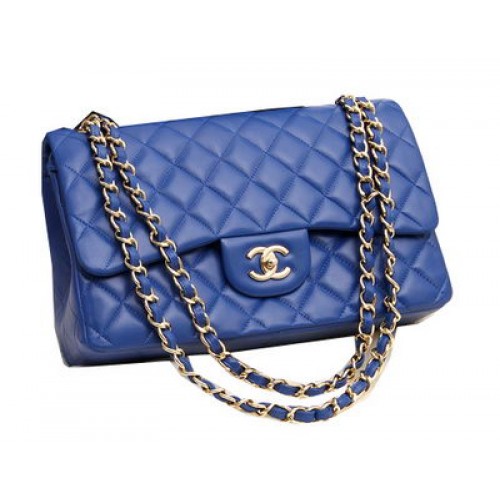 Chanel Jumbo Double Flaps Bags Original Lambskin Leather A36097 Blue