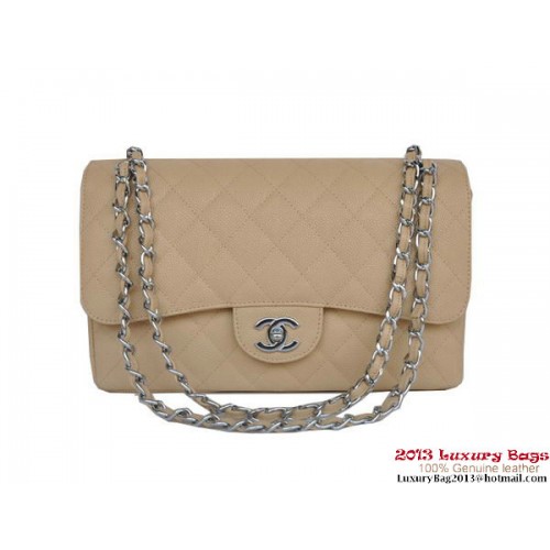Chanel Jumbo Quilted Classic Cannage Patterns Flap Bag A58600 Apricot Silver