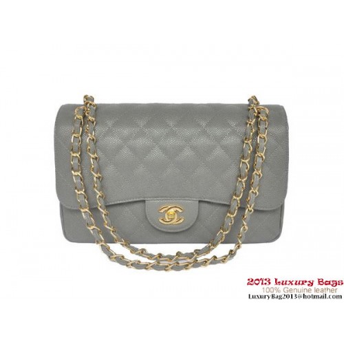Chanel Jumbo Quilted Classic Cannage Patterns Flap Bag A58600 Grey Gold