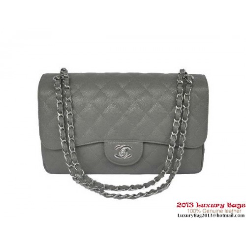 Chanel Jumbo Quilted Classic Cannage Patterns Flap Bag A58600 Grey Silver