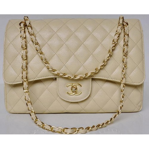 Chanel Jumbo Quilted Classic Flap Bag Apricot Cannage Patterns A58600 Gold