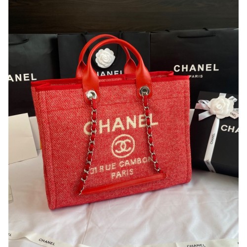 Chanel LARGE SHOPPING BAG A66941 red&white