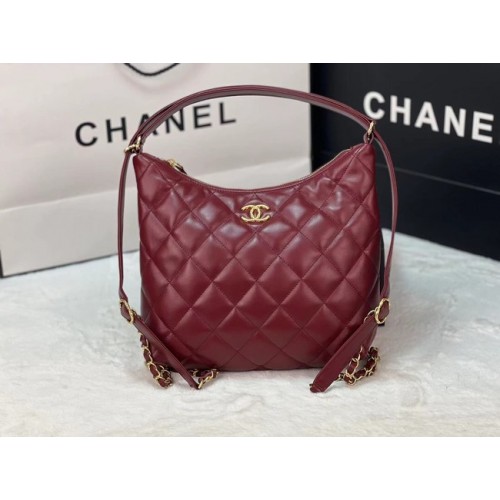 Chanel Lambskin Backpack AS3487 Burgundy