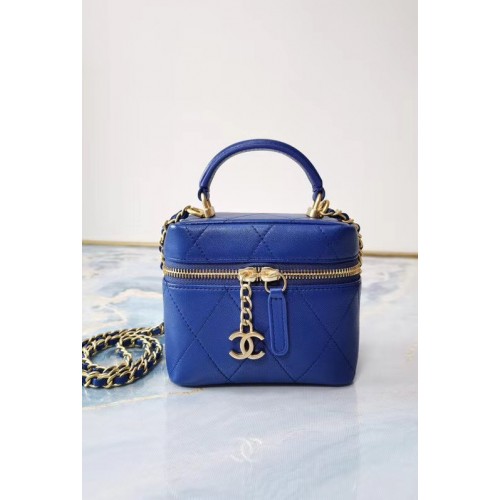 Chanel Lambskin Crystal Calfskin Gold-Tone Metal AS1889 blue