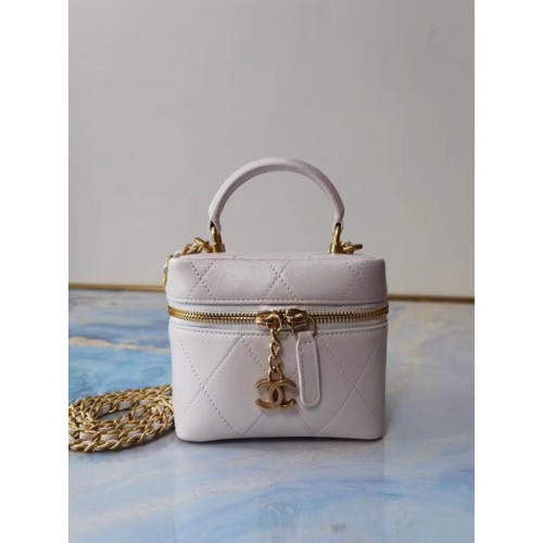 Chanel Lambskin Crystal Calfskin Gold-Tone Metal AS1889 white