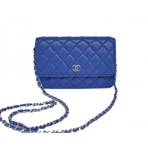 Chanel Lambskin Flap Bag A33814 Blue With Silver Hardware