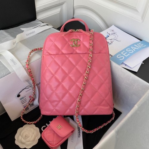 Chanel Lambskin Gold-Tone Metal Backpack AS3332 pink