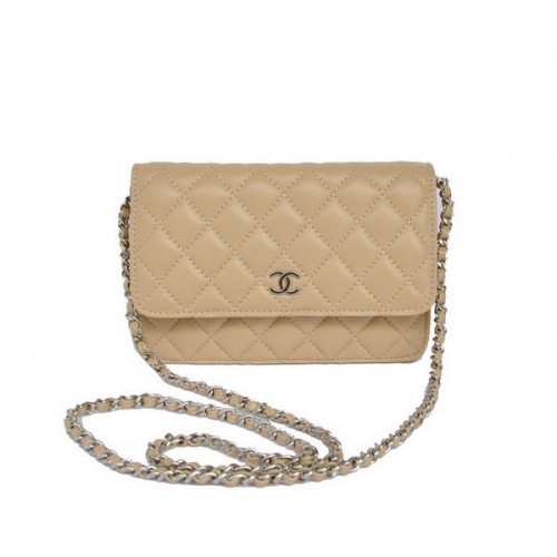 Chanel Lambskin Leather Flap Bag A33814 Apricot Silver
