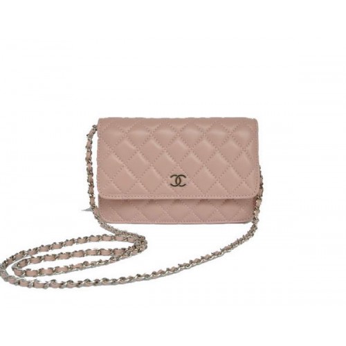 Chanel Lambskin Leather Flap Bag A33814 Pink Silver