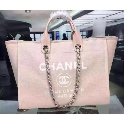 Chanel Large Canvas Tote Shopping Bag A1679 Pink