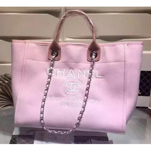 Chanel Large Canvas Tote Shopping Bag A5002 Pink