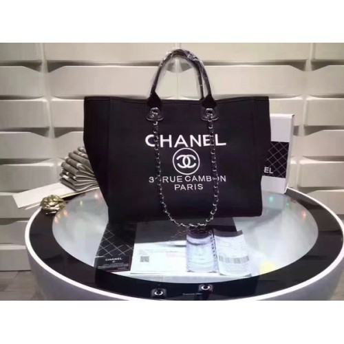 Chanel Large Canvas Tote Shopping Bag CNA1679 Black
