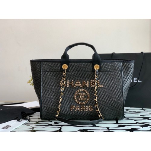 Chanel Large Weave Shopping Bag A66942 Black