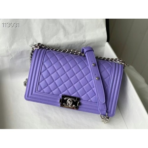 Chanel Le Boy Flap Shoulder Bag Original Leather A67086 purple