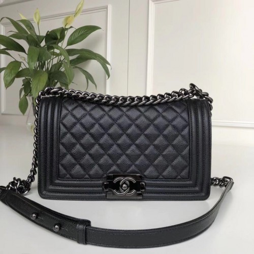Chanel Leboy Original Calfskin leather Shoulder Bag A67086 black gun-Tone Metal