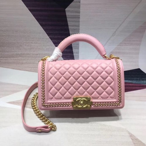 Chanel Leboy Original leather Shoulder Bag H67086 pink gold -Tone Metal