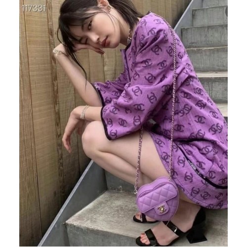 Chanel 2022S Love Heart Original Lambskin Crossbody Chain Mini Bag AS3191 Purple