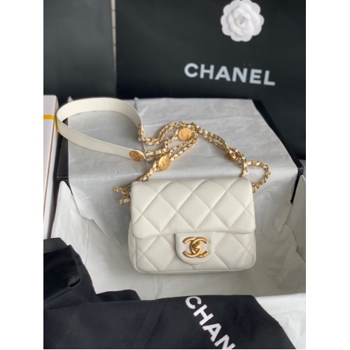 Chanel MINI FLAP BAG AS3368 white