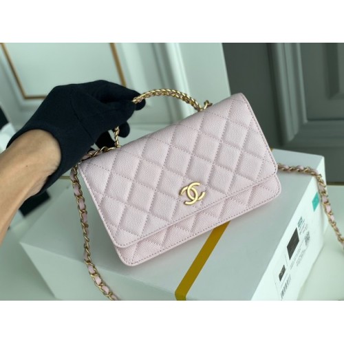 Chanel MINI FLAP BAG CLUTCH WITH CHAIN Gold-Tone Metal 22SS pink