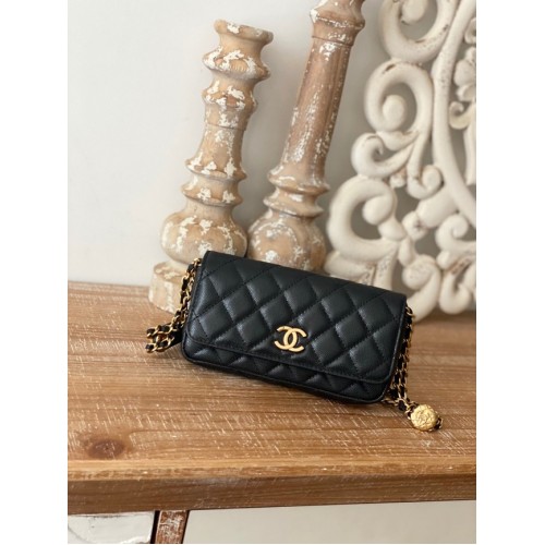 Chanel MINI FLAP BAG Lambskin Gold-Tone Metal AP81210 BLACK